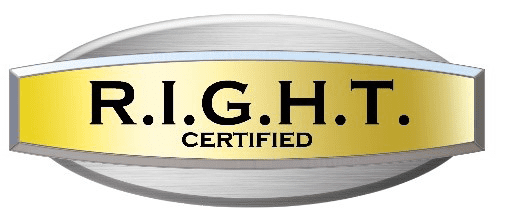 A silver and gold logo for the light certified.